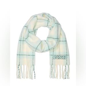 PINK Victoria’s Secret Oversized Scarf White Shell with Mint Plaid- NWT